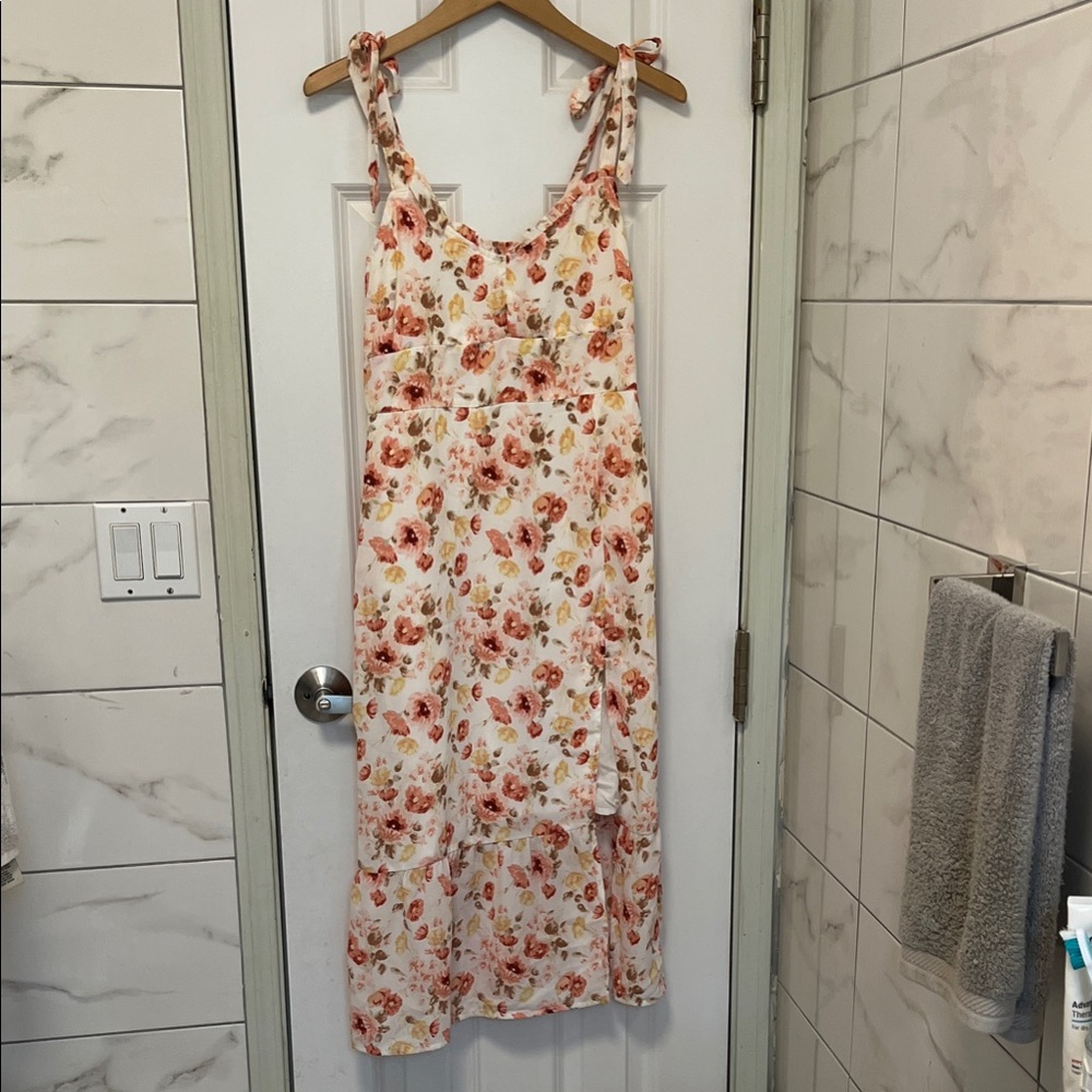 Abercrombie & Fitch Floral Midi Dress - Pink and Cream